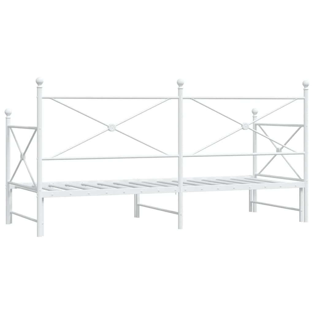 vidaXL Divano Letto Estraibile Senza Materasso Bianco 80x200cm Acciaio, Divano Letto con cassetti, Divano Letto, Divano Letto da Soggiorno
