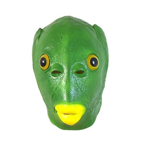 Swtgaah Divertida máscara de pescado monstruo gorro verde cabeza de pez verde sombrero de cabeza de pez perfecto para Navidad y Halloween