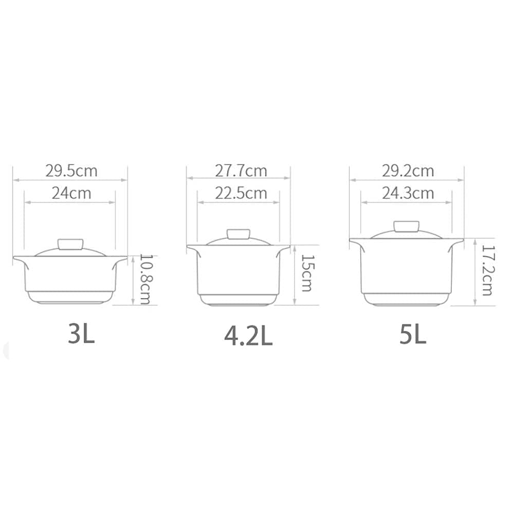 Pentola in Terracotta, Resistente al Calore, in Ceramica, Porcellana, Nera, pentola in Terracotta, pentola in Terracotta, pentola per zuppa, zuppiera-3L (4,2L)