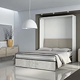Mobile salvaspazio in legno rivestito melaminico bianco venato o olmo chiaro con finitura frontale color cemento