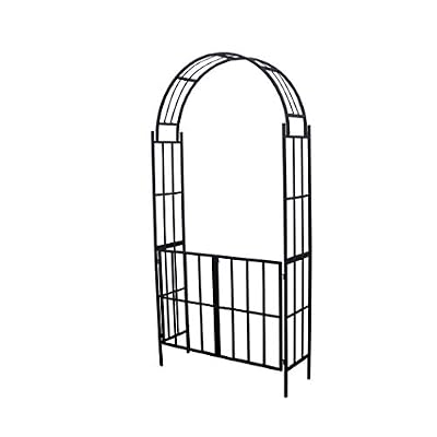 Better Garden Steel Garden Arch with Gate, 7'6" High x 3'7" Wide, Garden Arbor for Various Climbing Plant, Outdoor Garden Lawn Backyard