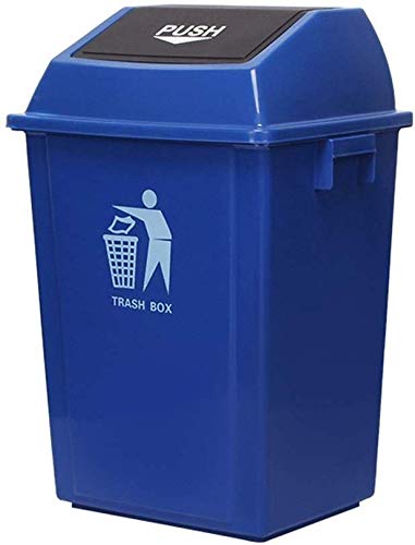 Garbage tribe Household Kitchen Trash Can, Commercial Hotel Plastic Recycling Bin With Lid Non-slip Easy To Clean Multi-function Storage Unit Bin (Color : Blue, Size : 60L)