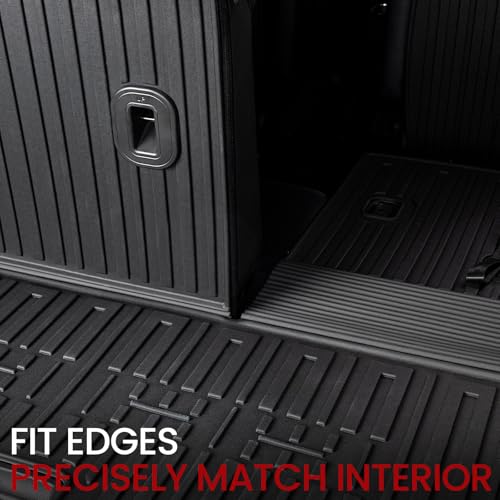 Image of Cargo Mat with Backrest Mats for 2020-2025 Kia Telluride 7 /8 Passenger Car Mats Accessories, All Weather TPE Interior Protectors Cargo Liner Trunk Mat