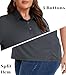 Idtswch Women's Plus Size Polo Shirts UPF 50+ Casual Work Quick Dry 3 Buttons Short Sleeve Collared Golf Shirt Dark Grey