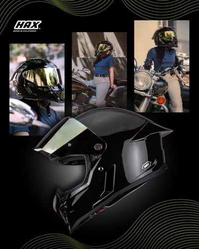Image of HAX Full Face Motorcycle Helmet for Adult Men and Women, DOT & ECE 22.06 Certified - Powersports Advanced Ventilation Motocross Helmet for Motorbike Street Bike