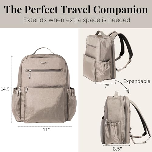 Image of Baggallini Women's Tribeca Expandable Laptop Backpack, Sterling Shimmer