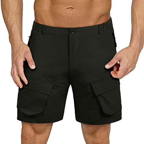 COOFANDY Men's Stretch Cargo Shorts Quick Dry Work Out Shorts for Hiking Camping Travel Army Green