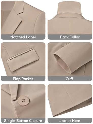 Kelyaa Womens One Button Blazer Casual Open Front Long Sleeve Suit Jackets Business Work Office Blazers