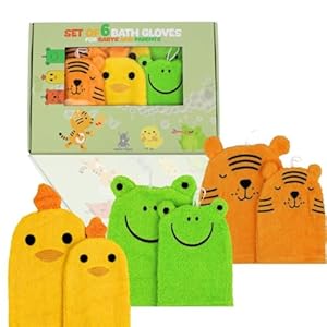 Hello Hippo 6er-Set Baby Waschlappen Tiergesichter