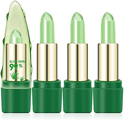 Ownest 3 Pcs Aloe Vera Lipstick, Magic Temperature Color Change Lipstick Lip Blam Moisturizing Long Lasting Lip Makeup