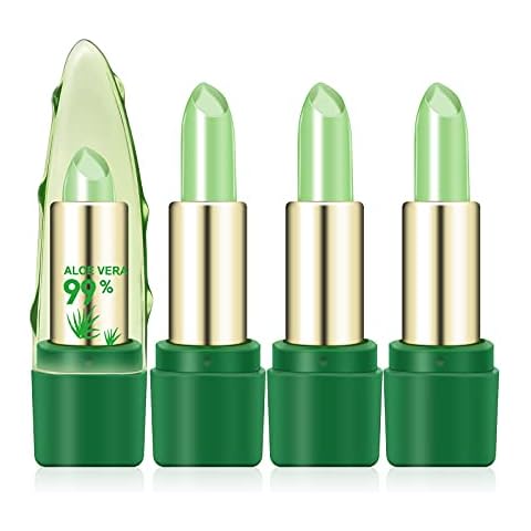 Ownest 3 Pcs Aloe Vera Lipstick, Magic Temperature Color Change Lipstick Lip Blam Moisturizing Long Lasting Lip Makeup Aloe Vera Lipstick Set-3.5g Cover