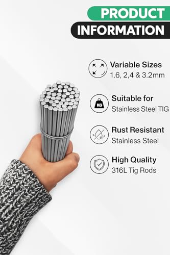 316L Stainless Steel TIG Welding Rods Filler Electrodes 1.0mm 1.2mm 1.6mm 2.0mm 2.4mm 3.2mm by BMF DIRECT® (50, 1.0mm)