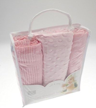 3PC Pink Moses Basket Set Baby Bedding KIT * Cellular Blanket Bubble Blanket Fitted Sheet…