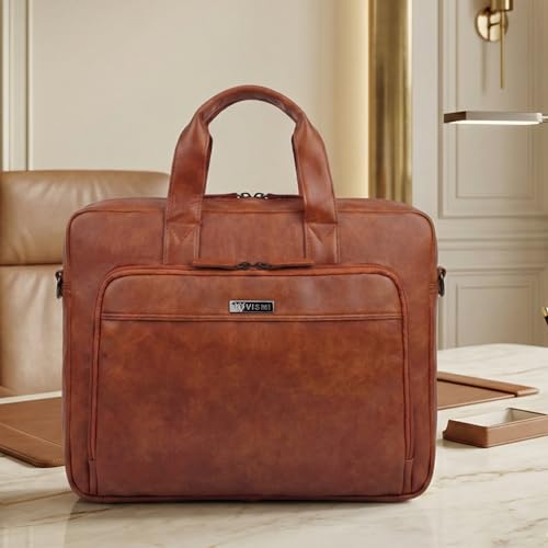 Image of VISMIINTREND Vegan Leather Laptop Bags for Men & Women, Office /Travel, Laptop Messenger /Briefcase Bag, Stylish, Fits 13 /14 /15.6 Inch Laptop, Macbook Bag | Corporate Gifts for Men