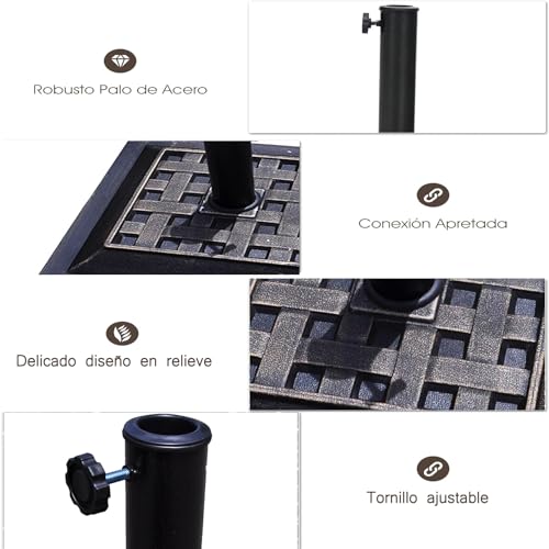 Base sombrilla terraza de resina COSTWAY resistente al viento con soporte cuadrado ajustable 3