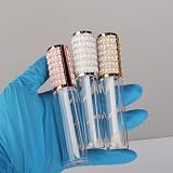 COSIDEA 15 szt. okrągłych pustych tubek błyszczyka 5 ml 4,8 g z różdżką i diamentową nasadką pojemniki na błyszczyk do ust do pakowania oleju do ust, Różowe złoto z perłą