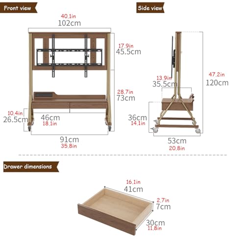 Soporte móvil para TV de madera sólida con ruedas miniatura 2