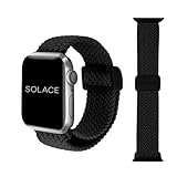 Solace Bands Imperium Adapt Wide Adjustable Nylon Braided Watch Band - Compatible with All Apple Watches - Solace Apple Watch Bands for Women & Men - Smart Watches Band Series 10 9 8 7 6 SE 5 4 3 2 1 - (Black)