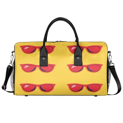 BICUUZHI Fashion Red Sunglasses Duffle Bag for Travel Overnight Weekend Gym Carry On Luggage Bag for Men Women