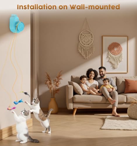 Image of Interactive Cat Toys for Indoor Cats - Automatic Flying Bird Feather & Mouse Wand Enrichment Toy, Hands-Free or Handheld USB-Rechargeable Safe Play Chase Exercise for Bored Kittens and Adult Cats
