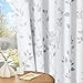 Beauoop Floral 100% Blackout Curtains 84 Inches Long 2 Panels for Bedroom Living Room Grey White Flower Patterned Room Darkening Thermal Insulated Soundproof Grommet Window Treatments Drapes, 52X84
