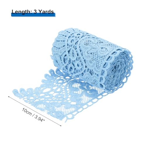 Encaje de flores azul claro de 4 pulgadas para decorar bodas y eventos 3