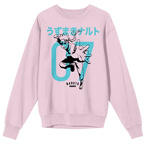 Bioworld Naruto Shippuden Naruto Kanji Crew Neck Long Sleeve Cradle Pink Adult Sweatshirt