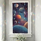 Stained Glass Window Film Cmialusie Colorful Solar System Planets Space Theme Window Film Window Privacy Film Glass Privacy Decals Living Removable Cling Stickers Window Stickers 17.3x39.3 Inch