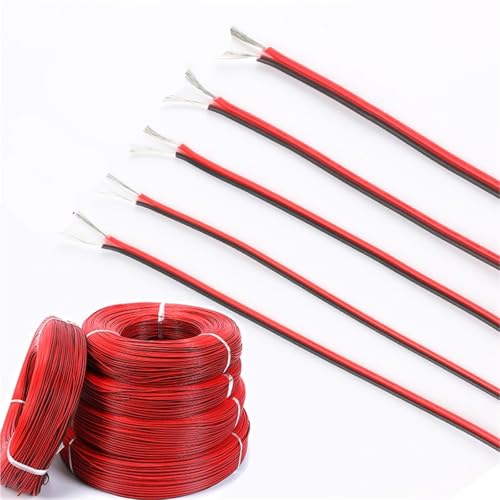 5 m Verlängerungskabel for WS2812/WS2811 | 18–26 AWG verzinntes Kupfer, PVC-isolierter rot/schwarzer RGB-LED-Streifen(5M 22 AWG)