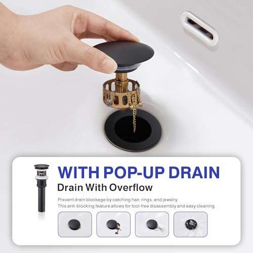 Kablle Bathroom Sink Faucet with Pull Down Sprayer, Matte Black Single Handle Pull Out Faucet with Pop-Up Drain, 1 or 3 Hole Laundry Bar Basin Faucet with Deck Plate, KBL-7002B-CL2 - Image 7