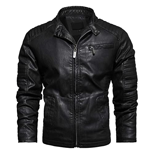 Veste en cuir synthétique homme doublée velours épais noir L