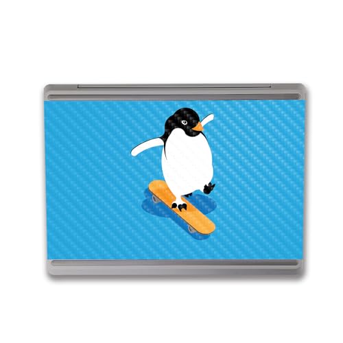 Image of MightySkins Carbon Fiber Skin Compatible with Microsoft Surface Laptop Go 3 (2023) Full Wrap Kit - Skater Penguin | Protective Durable Textured Carbon Fiber Finish | Made in The USA