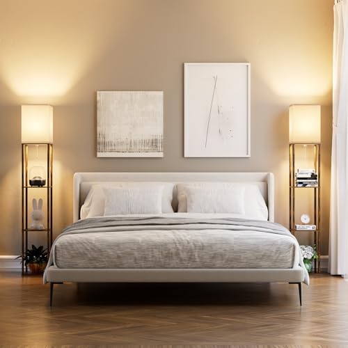 PARTPHONER Floor Lamp with Shelves for Living Room 2 Pack, Shelf Floor Lamp with 3 CCT LED Bulb, Corner Display Standing Column Lamp Etagere Organizer Tower Nightstand for Bedroom, Rustic Brown by PARTPHONER - Used condition - Image 2