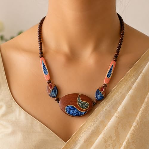 Image of AAKRITI ART CREATIONS Boho Tribal Handcrafted Ethnic Necklace Collection | Mandala, Dreamcatcher, Sunburst & Moonstone Designs | Artisan Collar, Lariat & Pendant Statement Jewelry for Women