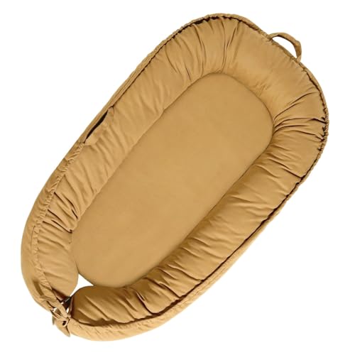 Image of TARJODGY Baby Lounger - Baby Lounger for Newborn 0-24 Months, Soft Breathable Cotton Infant Lounger Cover, Portable Baby Nest for Travel, Newborn Essentials (Sienna)