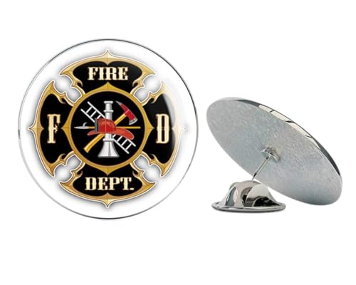 Fire Department Maltese Cross Vintage Round Metal 0.75