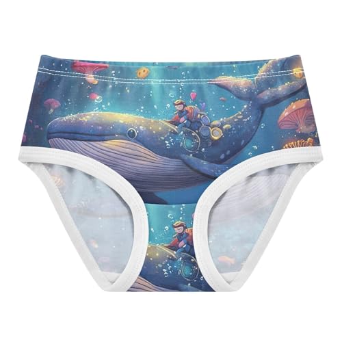 Cartoon Girls Underwear Toddlers 2t Cotton Little Girl Panties Fantasy Underwater World Whale Briefs Undies Kids