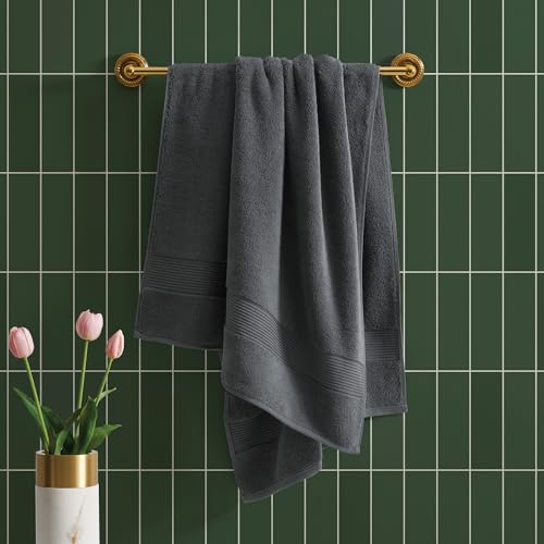Image of Ted Baker Bath Towel - 1 Piece - 100% Cotton - Soft, Highly Absorbent, 30" x 56", Dark Grey