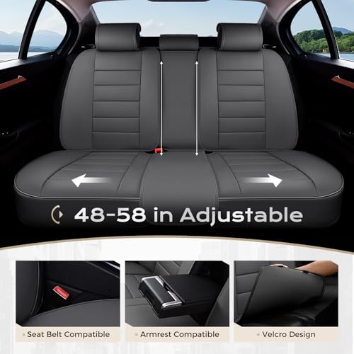 Image of Coverado Car Seat Covers Full Set, Seat Covers for Cars, Front Seat Covers and Back Seat Cover Waterproof Leather Automotive Seat Cover, Universal Car Interior Protectors Cushion for Most Cars