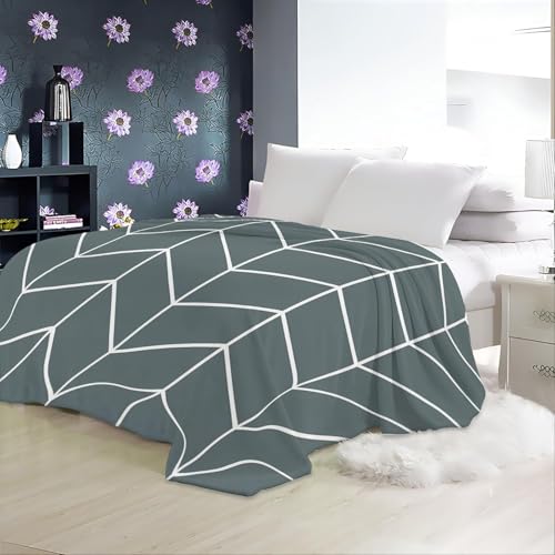 Couverture polaire grise double taille 100x130cm rayures géométriques - 6