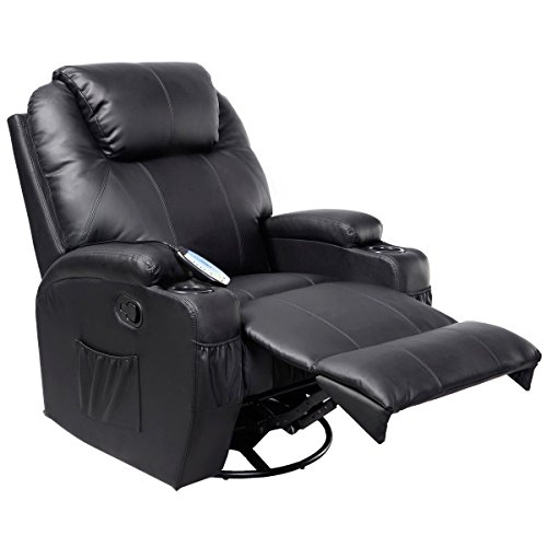 Ghp Black Sturdy Ergonomic Seating Massage Recliner Sofa Chair Lounge Heated W Control #TOP3