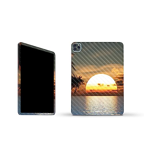 Image of MightySkins Carbon Fiber Skin Compatible with Apple iPad Pro 11 inch M2 4th Gen (2022) Full Wrap Kit - Tropical Sunset | Protective, Durable Textured Carbon Fiber Finish | Easy to Apply | Made in The USA