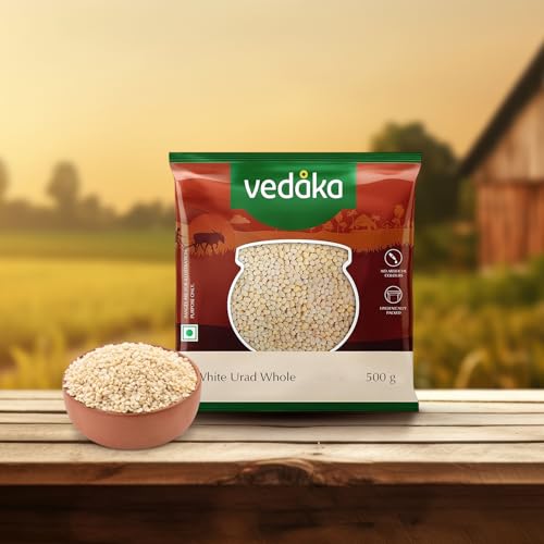 Image of Amazon Brand - Vedaka Premium Unpolished White Urad Whole, 500 g