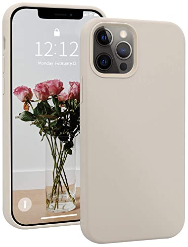 Image of M Cart Case Liquid Silicone Case Cover Gel Rubber Full Body Protection Shockproof Case Cover Compatible with iPhone 12 Cases /iPhone 12 /12 Pro (2020) 6.1 inch (Stone Grey)