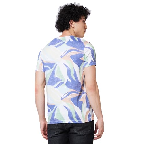 Image of Spykar Men's Slim Fit Round Neck Half Sleeve Printed Casual T-Shirt