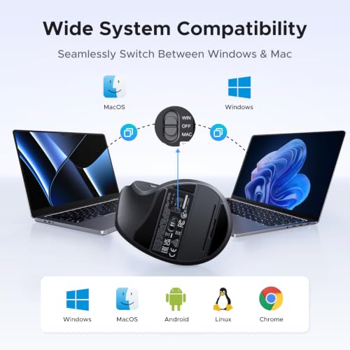 UGREEN Ergonomic Wireless Mouse, Bluetooth & 2.4G Wireless, Quiet Clicks - image 8
