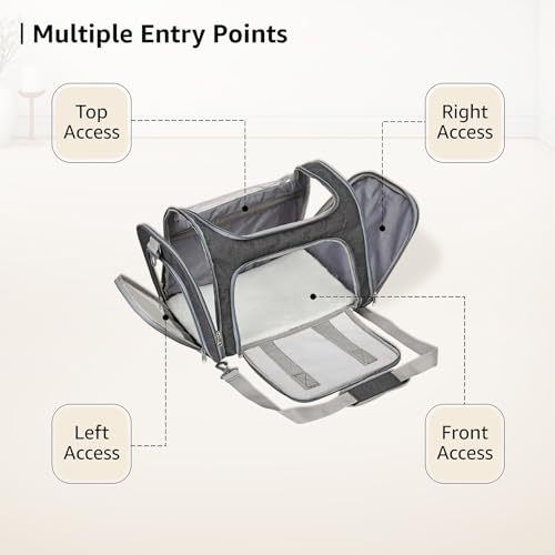 Amazon Basics Soft-Sided Mesh Pet Carrier, Large, Dark Grey - Image 5