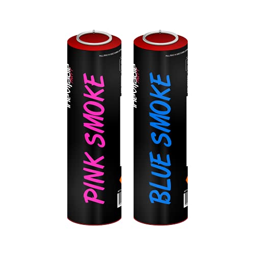Inevitable Party Pack of 2 Ring Pull Activated Coloured Smoke Grenades | Smoke Bombs for Photography | Airsoft | Paintball | Weddings | Stage & Special Effects (Pink Blue)