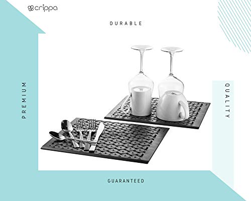 Crippa Kitchen Sink Mats | Set of 2 Sink Protector Mats For Porcelain and Stainless Steel Sink | Dishwasher Safe Premium Mats | Blac