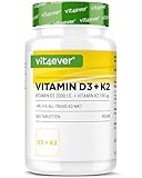 vit4ever Vitamina D3 + K2-365 comprimidos - 99,7% MK-7 totalmente trans y 2000 UI de vitamina D3 - Materia prima de primera calidad_ RAW D3® - alta dosis, biodisponibilidad óptima, vegano